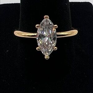 Pretty Bird gold plated cz Marquise Ring size 8 3/4 NWOT